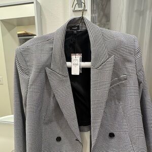 Express Cropped Plaid Woman’s Blazer – Black/White – NWT -Plus Size /XL